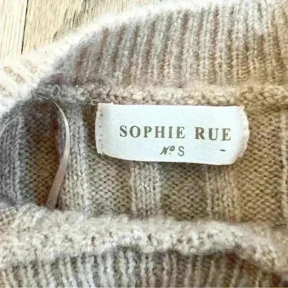 Sofie Rue Cropped Ribbed Tan Crew Neck Sweater Size Small - Picture 10 of 12
